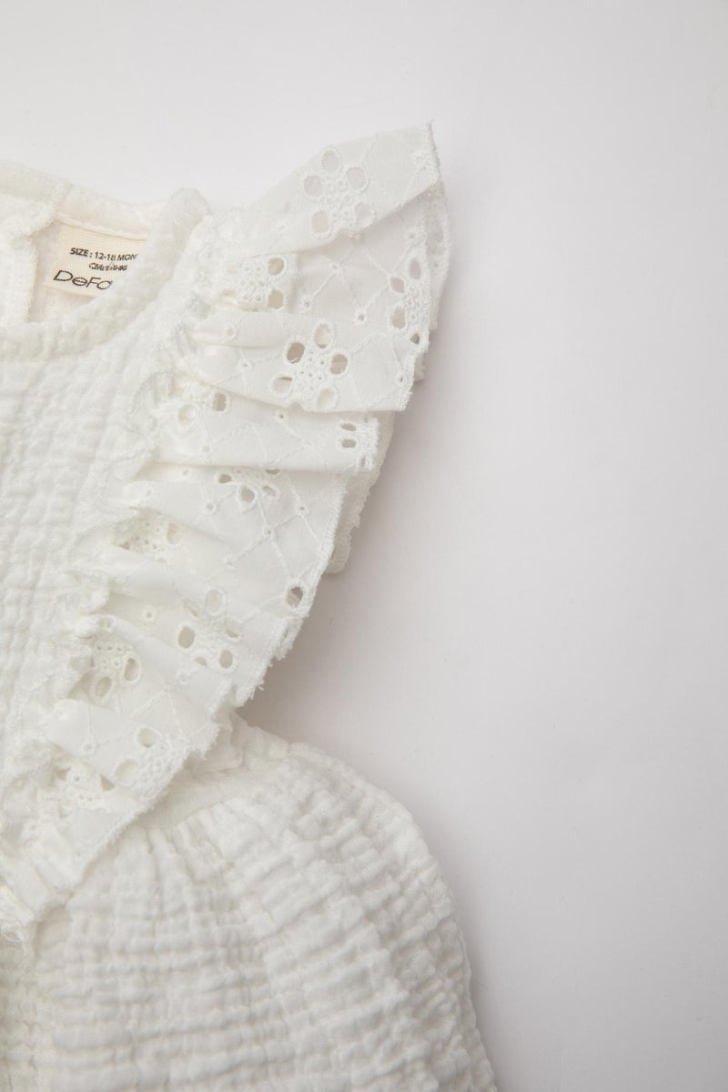 ديفاكتو فستان بيبي بناتي موسلين قصة عادية بدون كم - Image 3